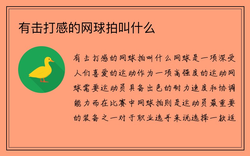 有击打感的网球拍叫什么